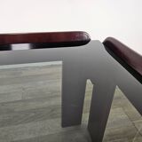 Vintage coffee table by Afra and Tobia Scarpa for Cassina with smoked glass