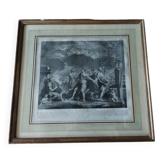18th century engraving of the image of human life in Paris at Vve by F. Chereau