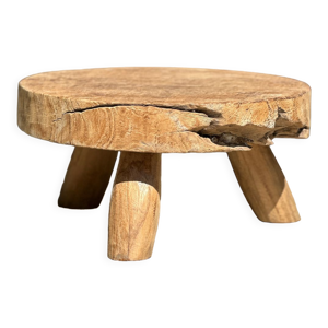 Tabouret tripode bas en teck upcyclé