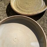 2 pyrite stoneware and Bernard Mallet style stoneware plates