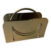 Vintage brass magazine rack – Draped decor – Magazine holder