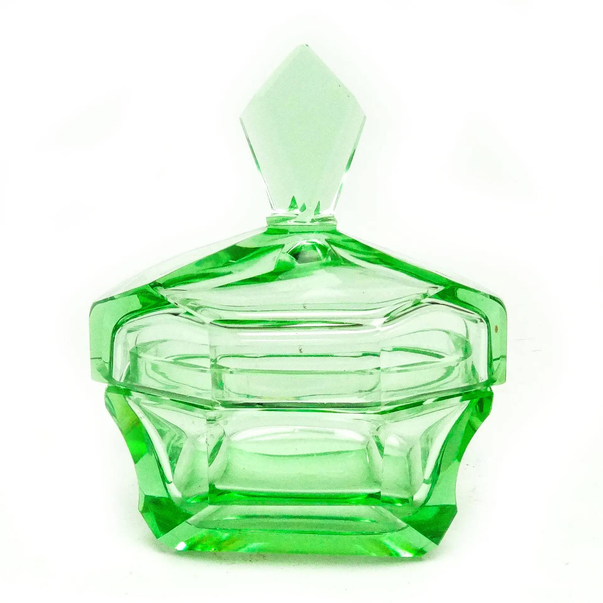 Art Deco bonbonniere, glass, Moser, Czechoslovakia, 1930s