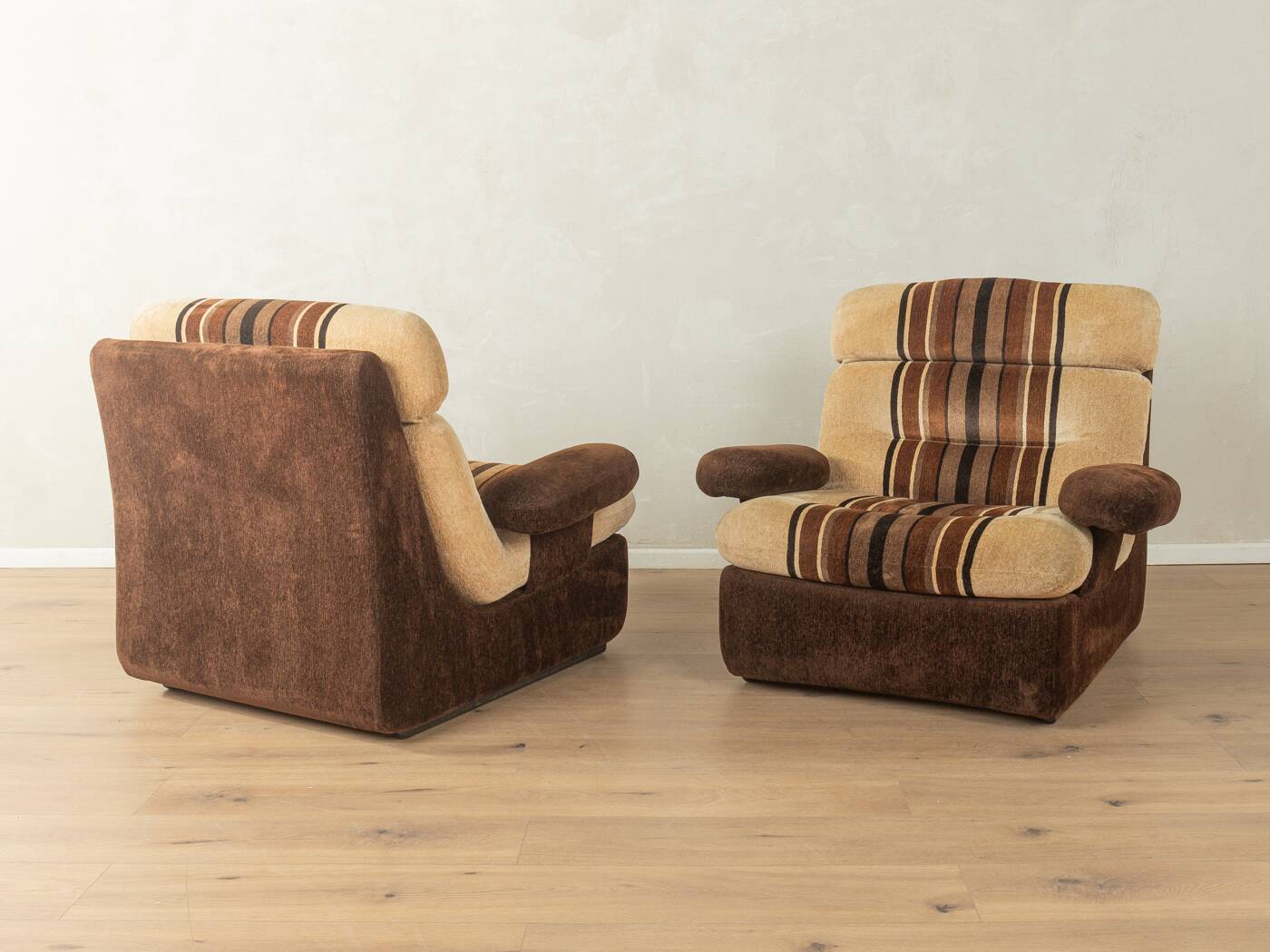 2x Space Age armchair set from the 1970s in velour