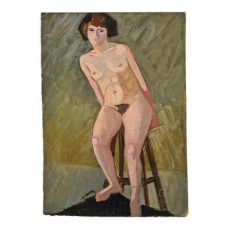 Nude portrait on the stool 1923