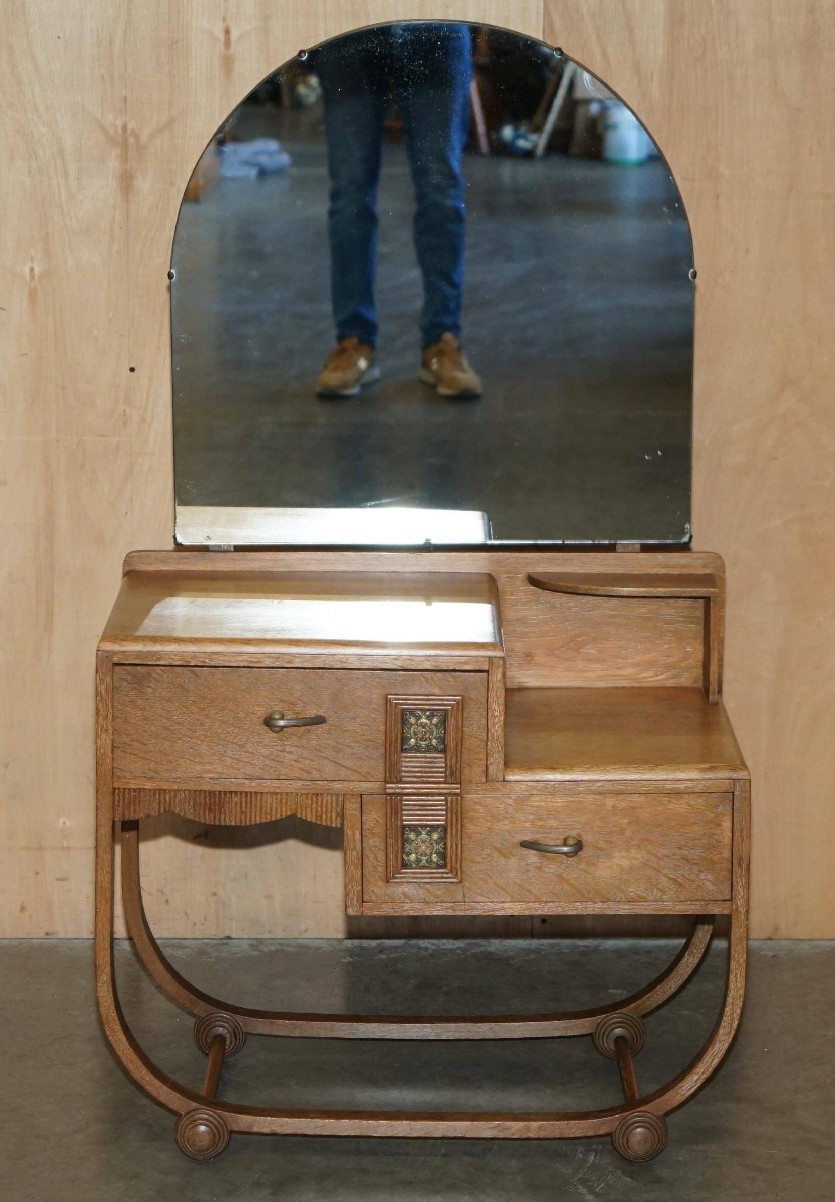 Art Deco whitewashed oak dressing table with Heal's stool.
