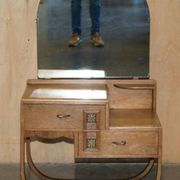 Art Deco whitewashed oak dressing table with Heal's stool.