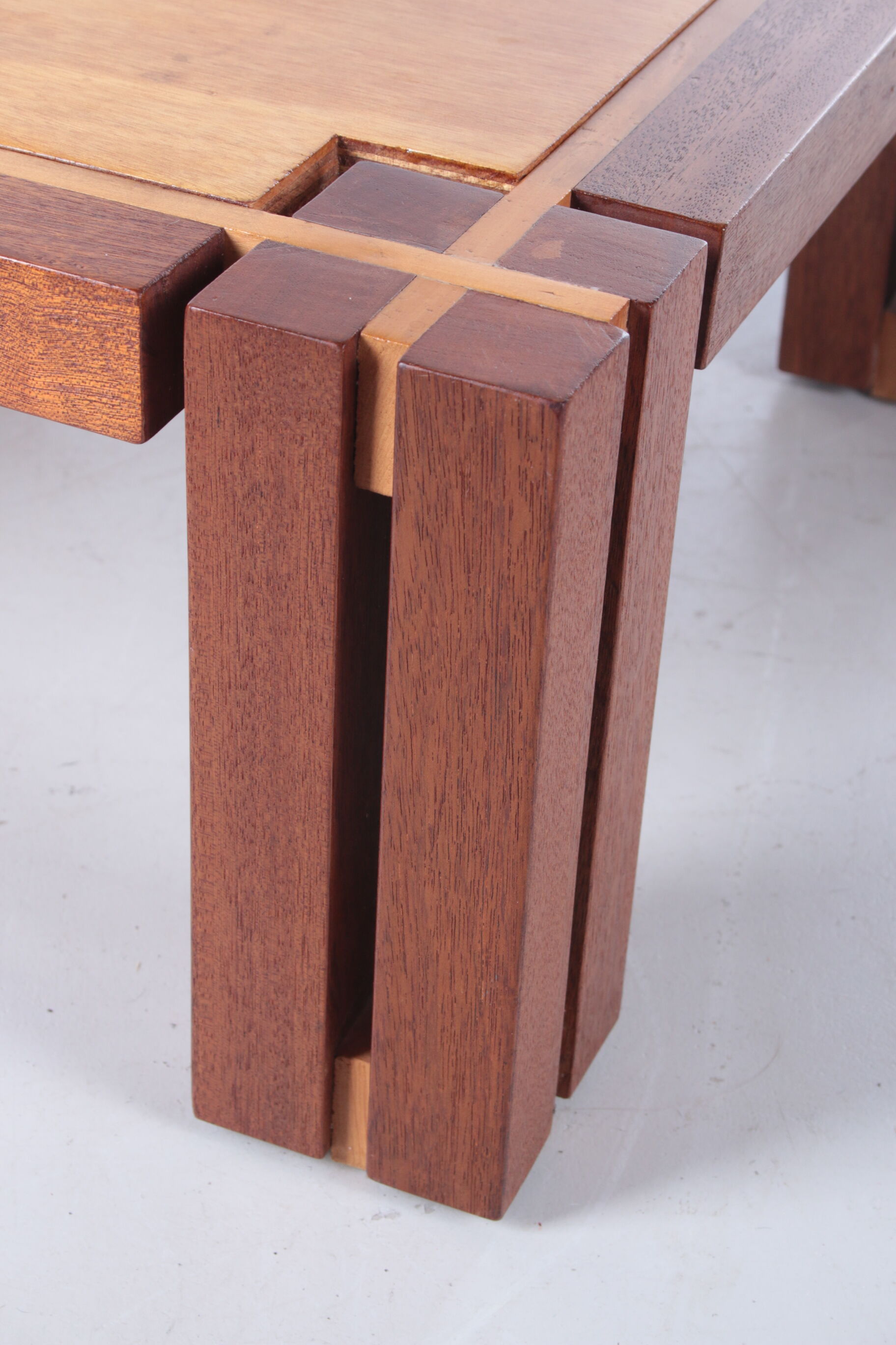 Brutalist Teak wood coffee table, 1970s