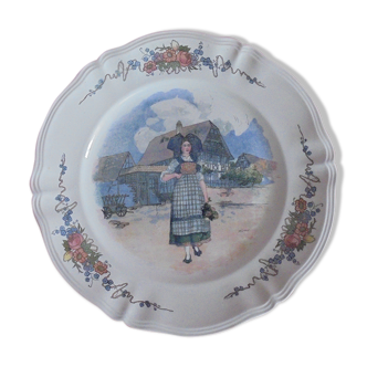 Round serving plate No. 1 Obernai Faïence Sarreguemines diameter 31.5 cm