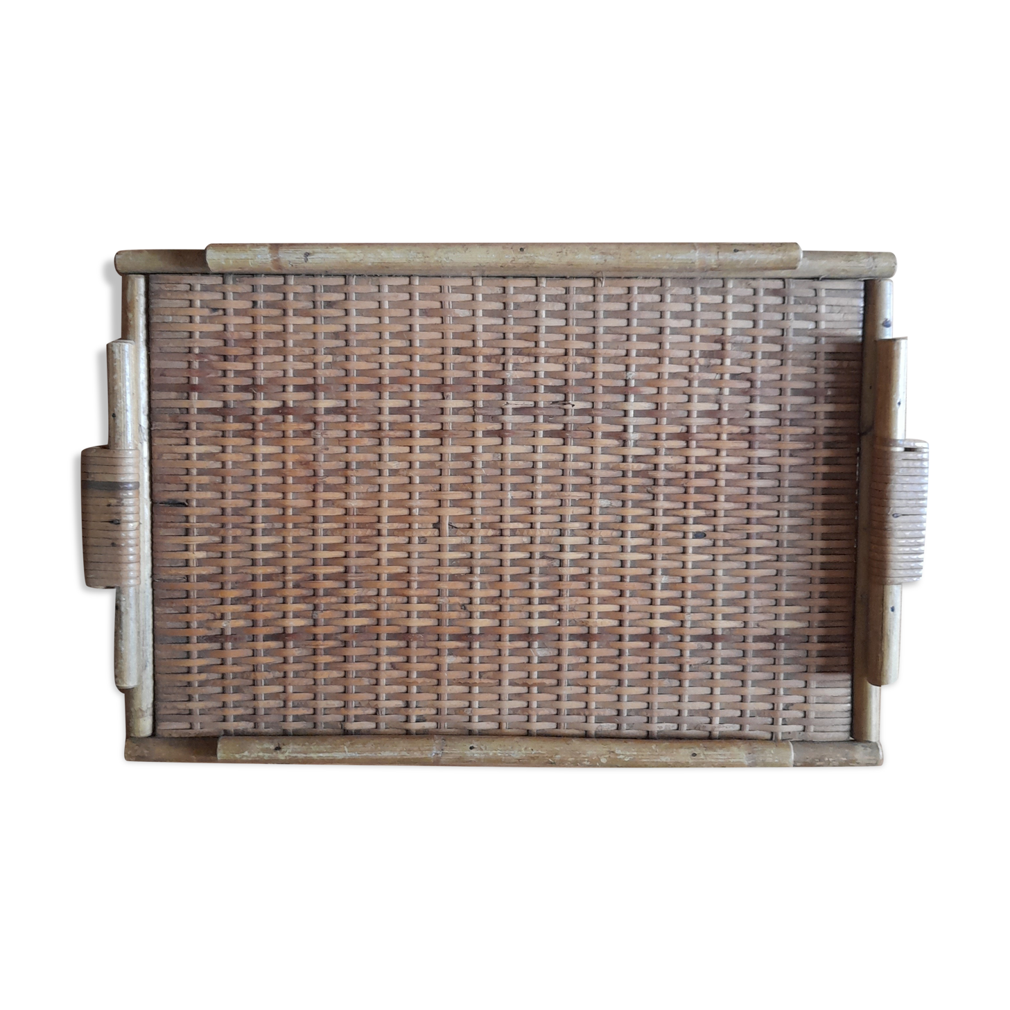 Service Tray In Rattan And Mother Of Pearl Shell Of Capiz Selency
