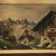 Alpine Table Carved and Painted Signed - Mid Century Chalet Ambiance