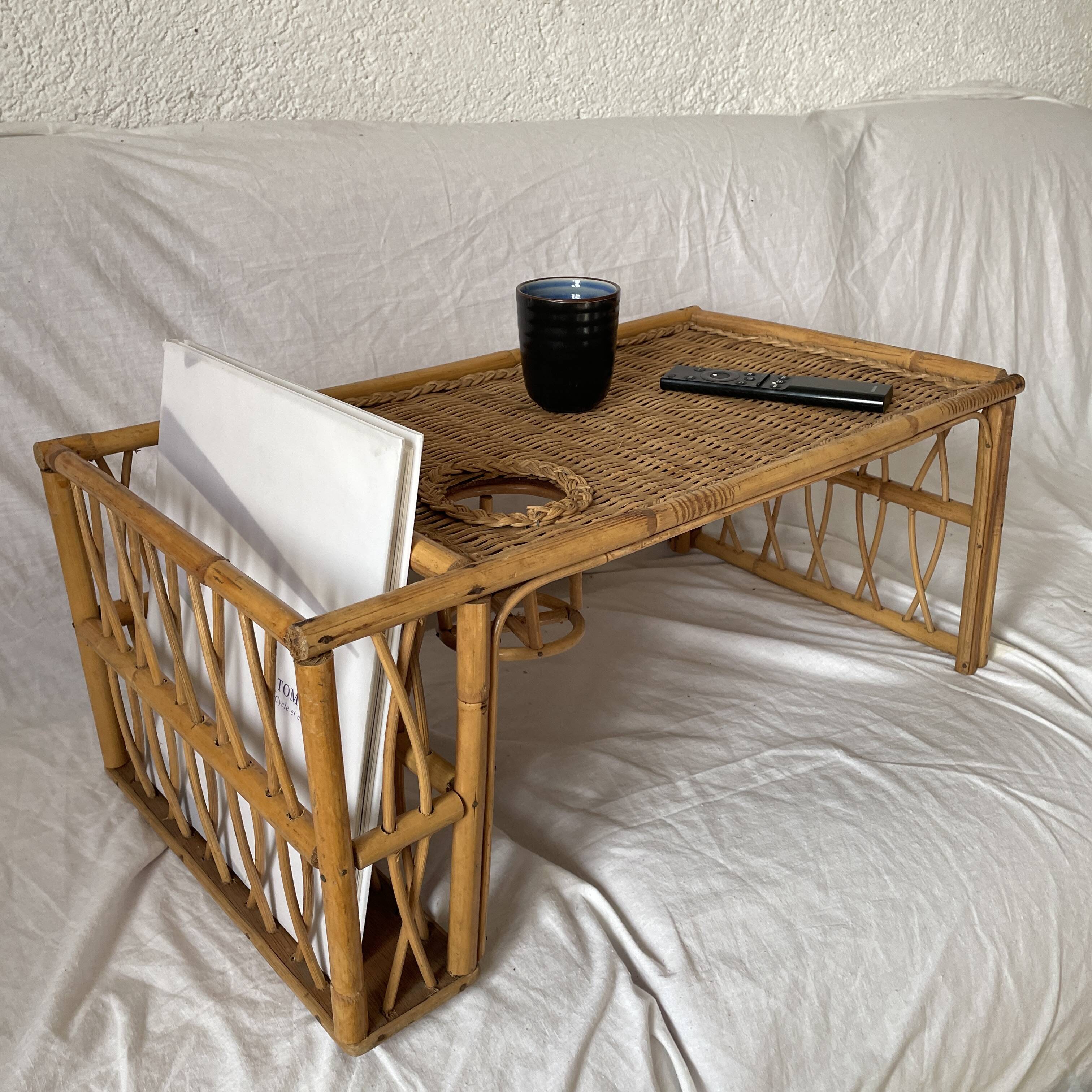 vintage rattan bed meal tray or coffee table design 1960 60