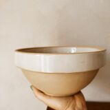 Duo of salad bowls in beige sandstone Digoin