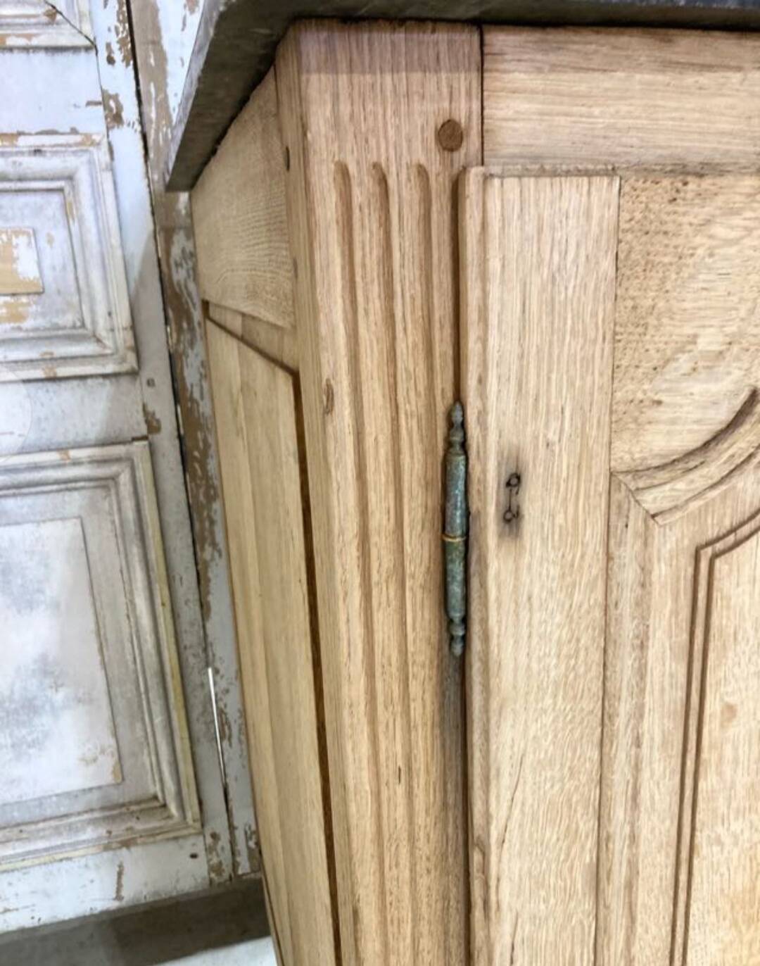 Oak buffet with a marble top from the 18th century.