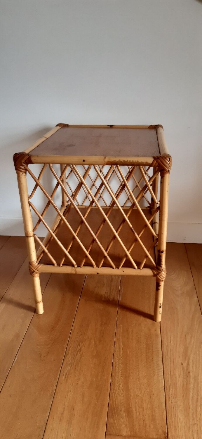 Rattan side table