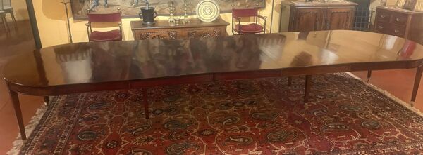 Table de salle à manger extensible d'époque Louis XVI en acajou à bandeau d
