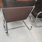 Ensemble canape et paire de fauteuil tubulaire chromé années 70 vintage
