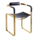Armchair, aged brass and navy blue leather, contemporary style.