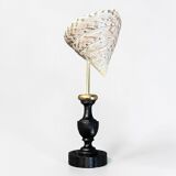 Nacre cone shell Troca on a turned black wooden base, late 19th century.