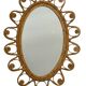 Oval rattan mirror from the 1950s France
