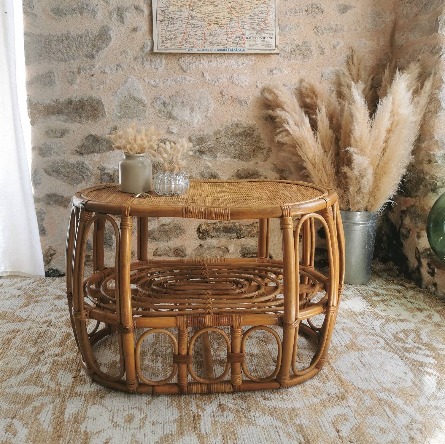 Vintage rattan coffee table