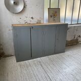 Factory blue patinated workshop furniture