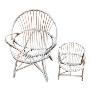 Fauteuil coquille en rotin