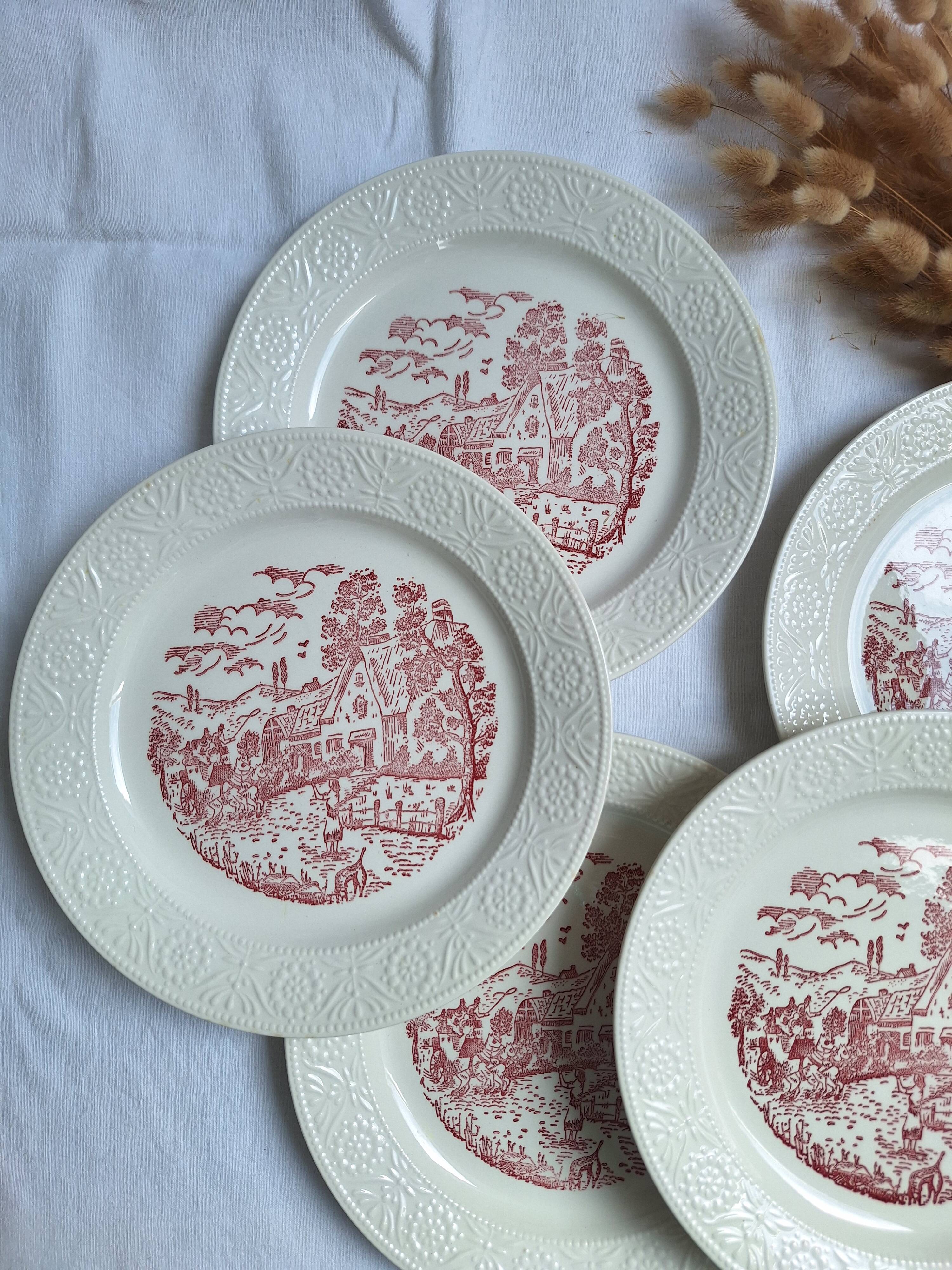 Vintage pink/red dinner plates