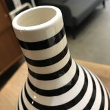 Black and white striped vase