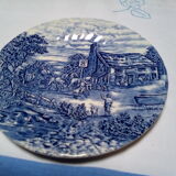 8 blue English dessert plates