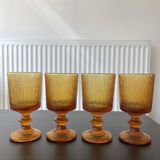 Set of 4 amber orange glasses Codec Una vintage