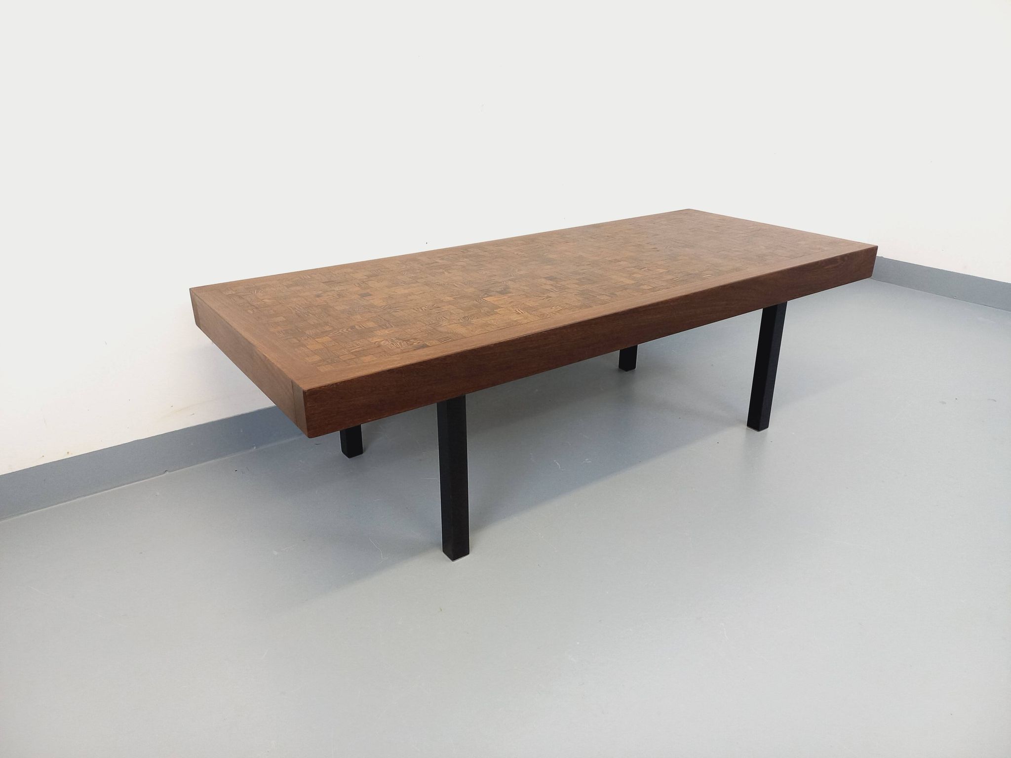 Vintage rectangular coffee table by Dieter Wackerlin in wood mosaic.