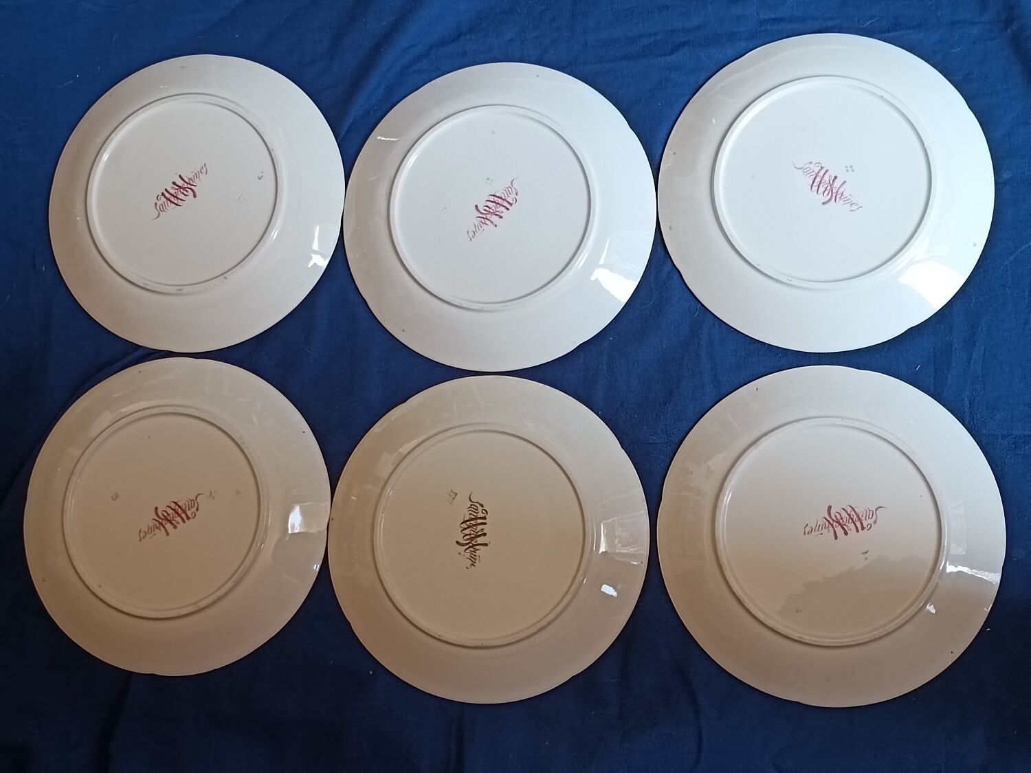 Set of 6 plates Sarreguemines floral decoration