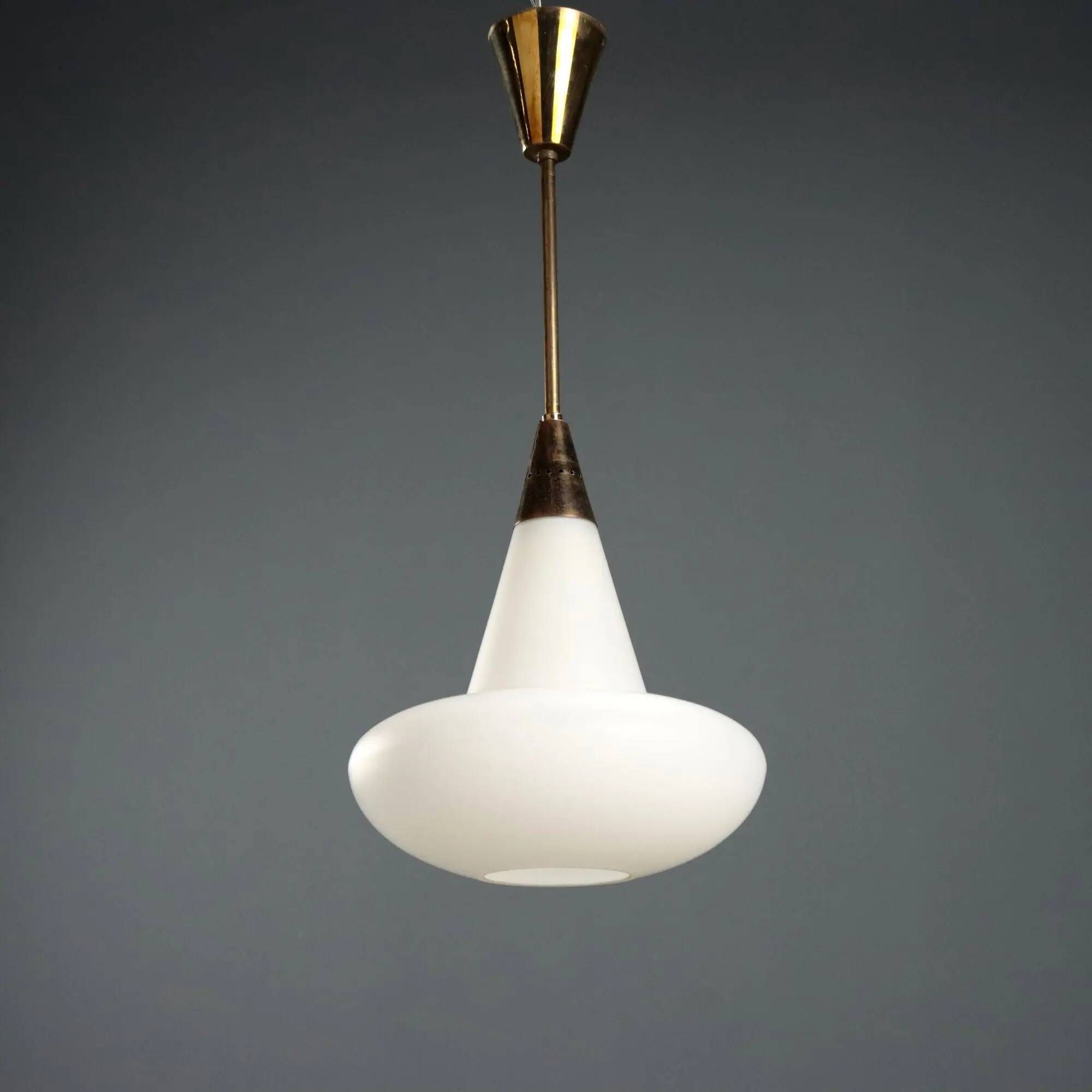 Vintage brass and glass pendant, Italian design, 1960s.