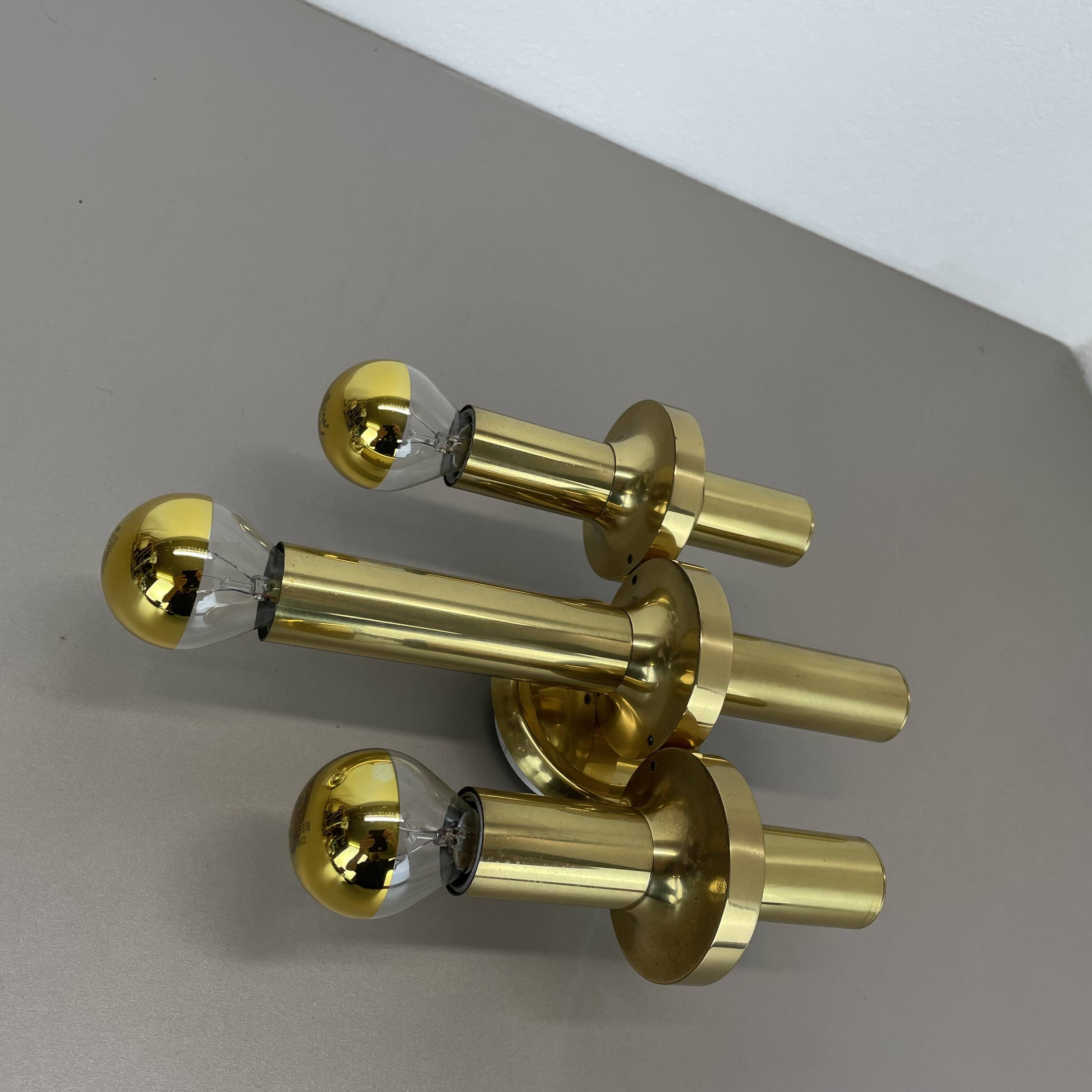 rare Brass tube "TORCH" Wall Light sconce by GAETANO SCIOLARI, Italy 1970s