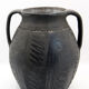 Black ceramic pot with double handle of Romanian craftsmanship