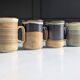 Set of brutalist mugs ''Buchan ceramics Scotland'' from the 1970s.