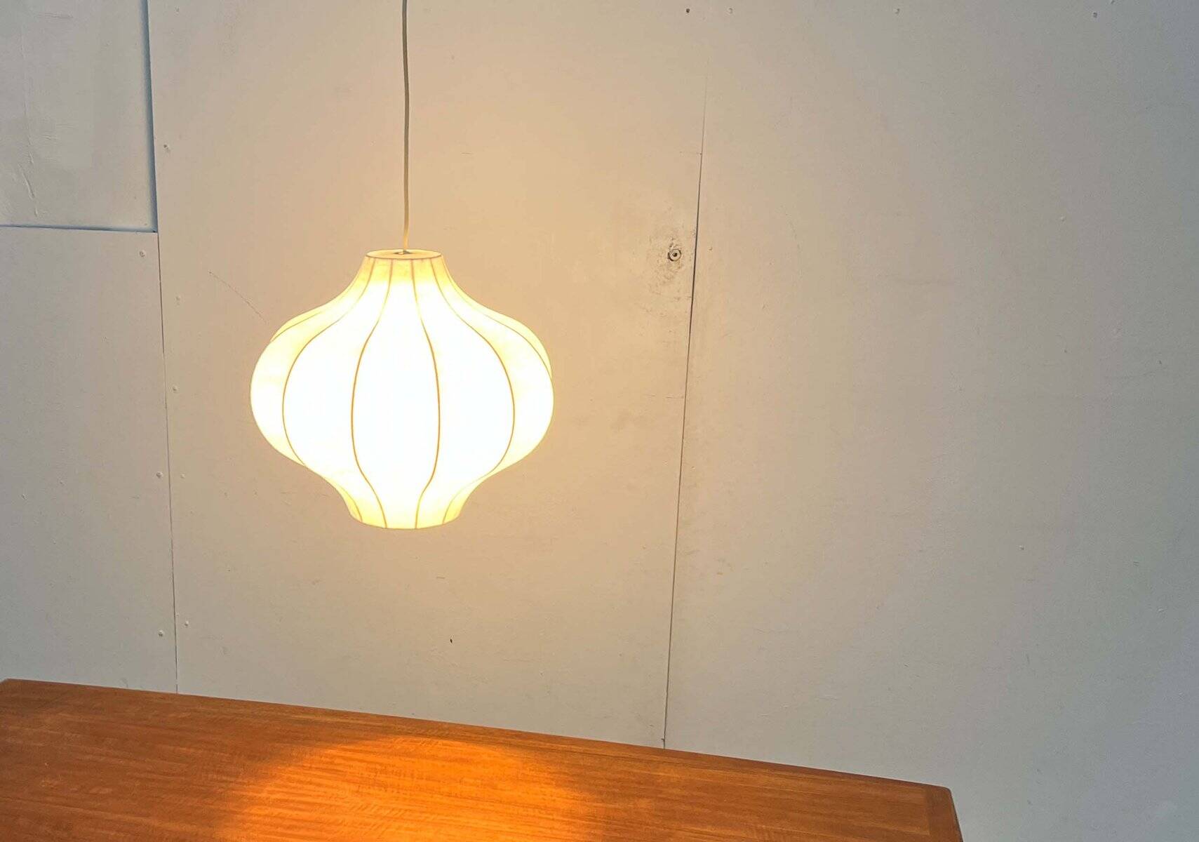 Modern mid-century Cocoon pendant lamp by Friedel Wauer for Goldkant Leuchten, 1960s.