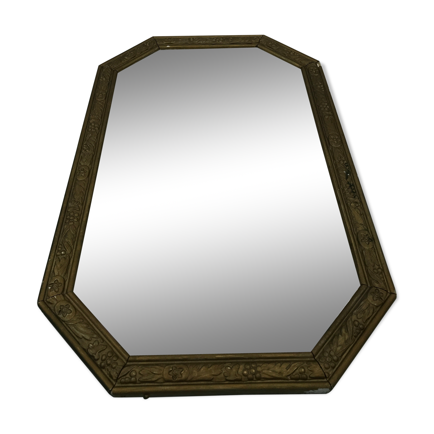 Miroir ancien en bois décor doré vintage - 31x49cm