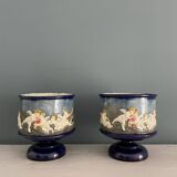 Two Thomas Sergent planters in Palissy majolica