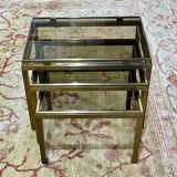 Set of 3 brass nesting tables by Guy Lefevre for Maison Jansen