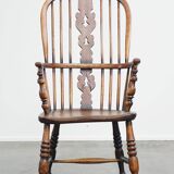 Chaise de salle à manger Windsor à dossier haut, style anglais ancien