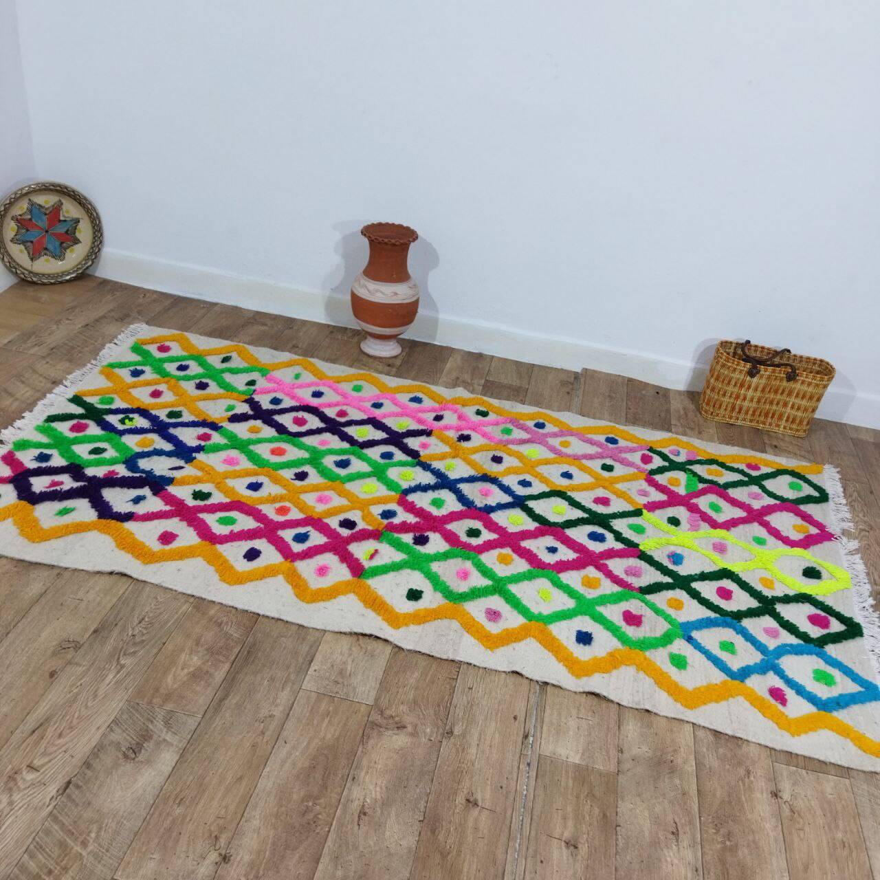 Handmade moroccan berber rug 245 x 133 cm