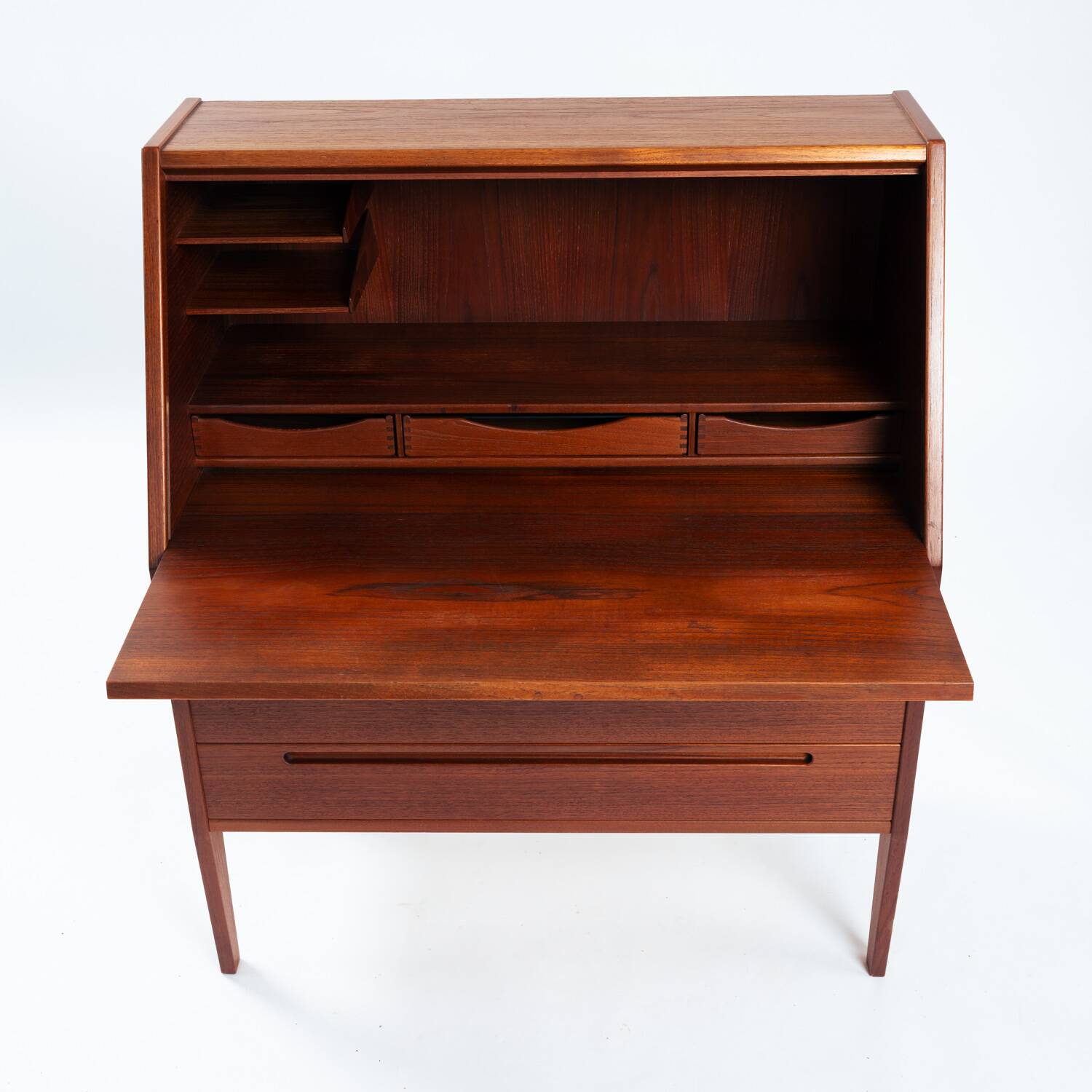 Kai Kristiansen model 63 desk teak secretaire with vanity mirror, 1960s