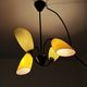 Brass and glass chandelier 4 yellow and green lights from the 60s