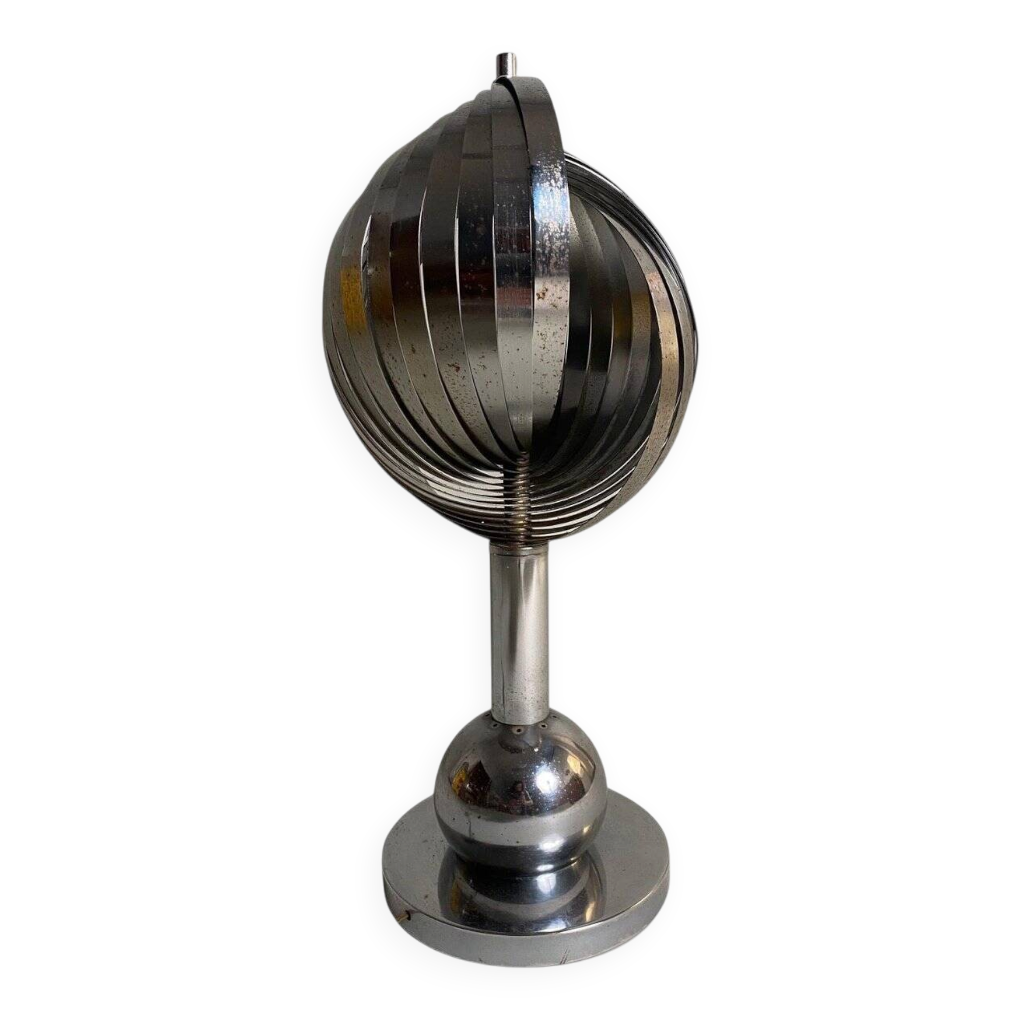Vintage French Sculptural Table Lamp in Aluminium by Henri Mathieu, 1970s