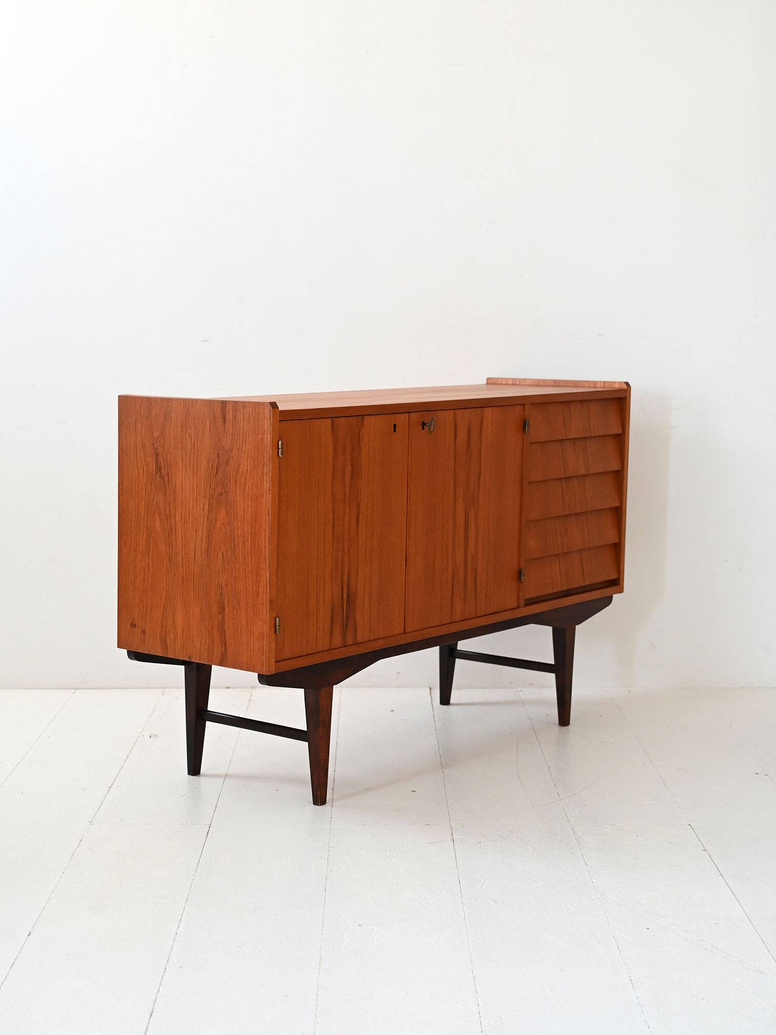 Vintage Scandinavian Teak Sideboard with Tile-Front Drawers, 1960s