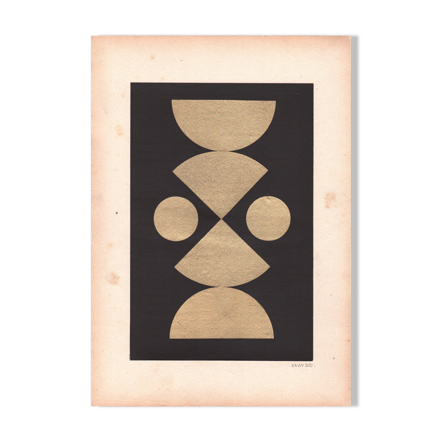 Collage on antique paper • C445 • Signed Eawy