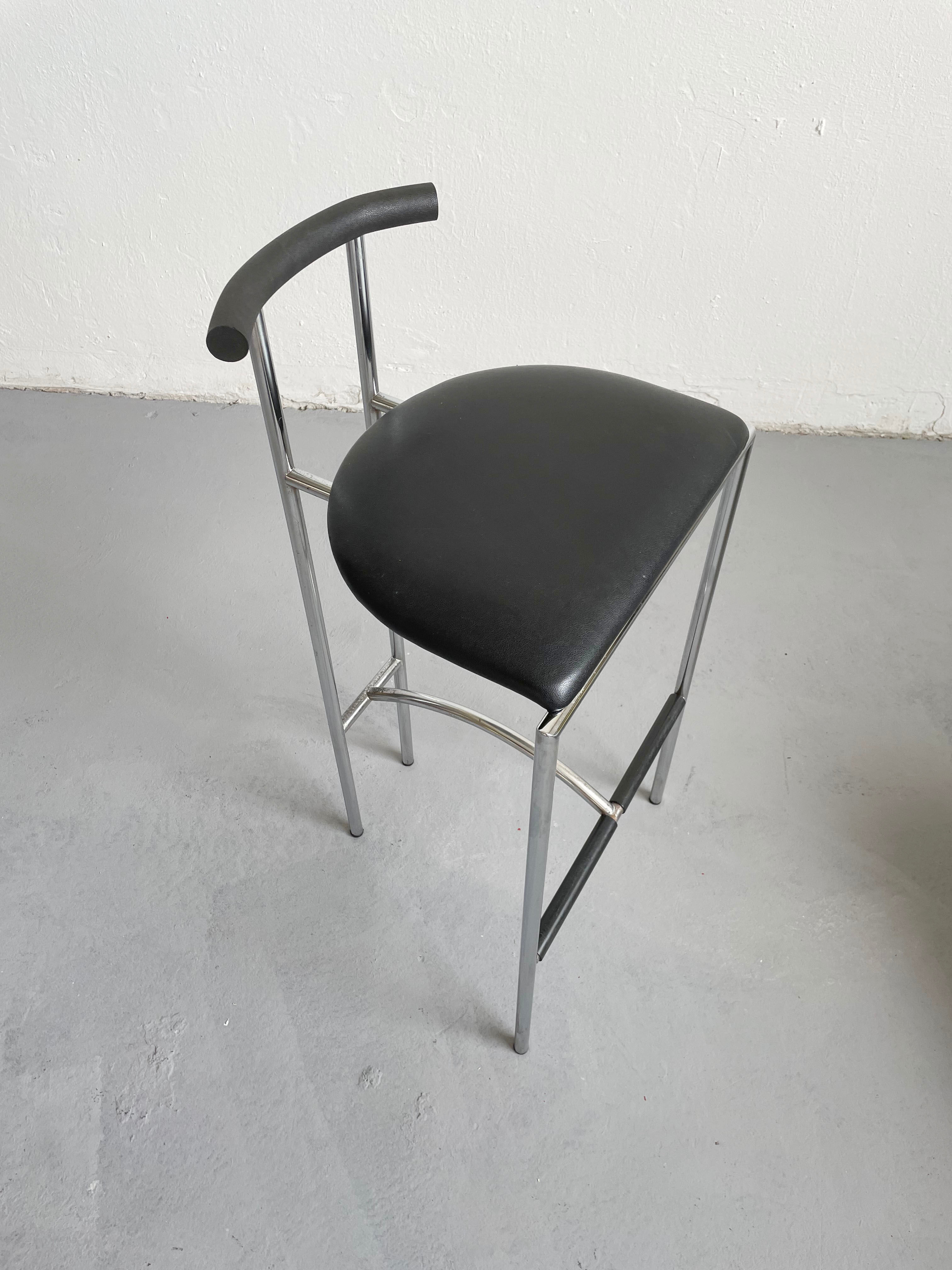 Italian Postmodern Black Tokyo Stool by Rodney Kinsman for Bieffeplast, 1985