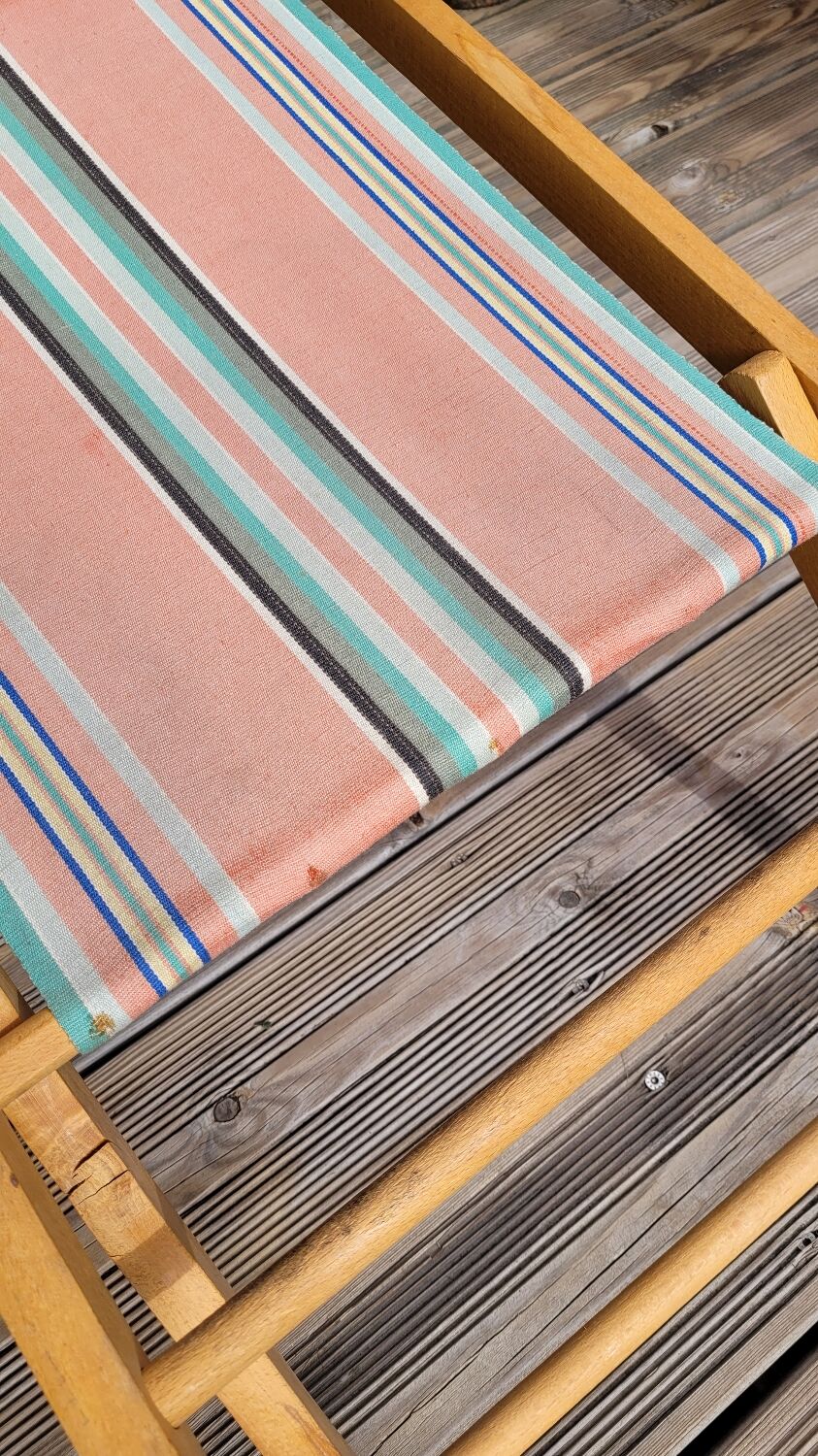 Vintage bayadère canvas chaise longue