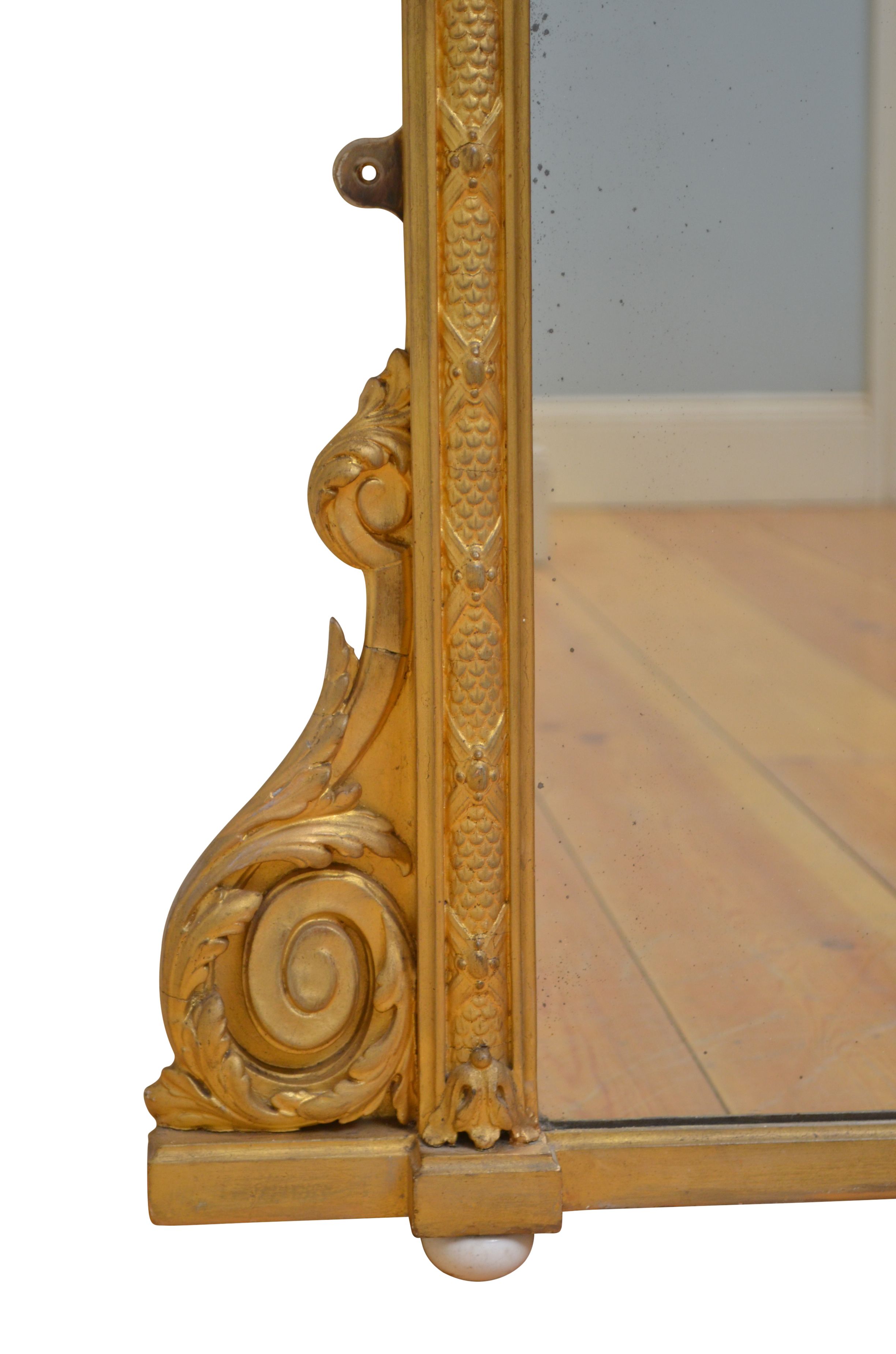 Miroir de cheminée victorien doré